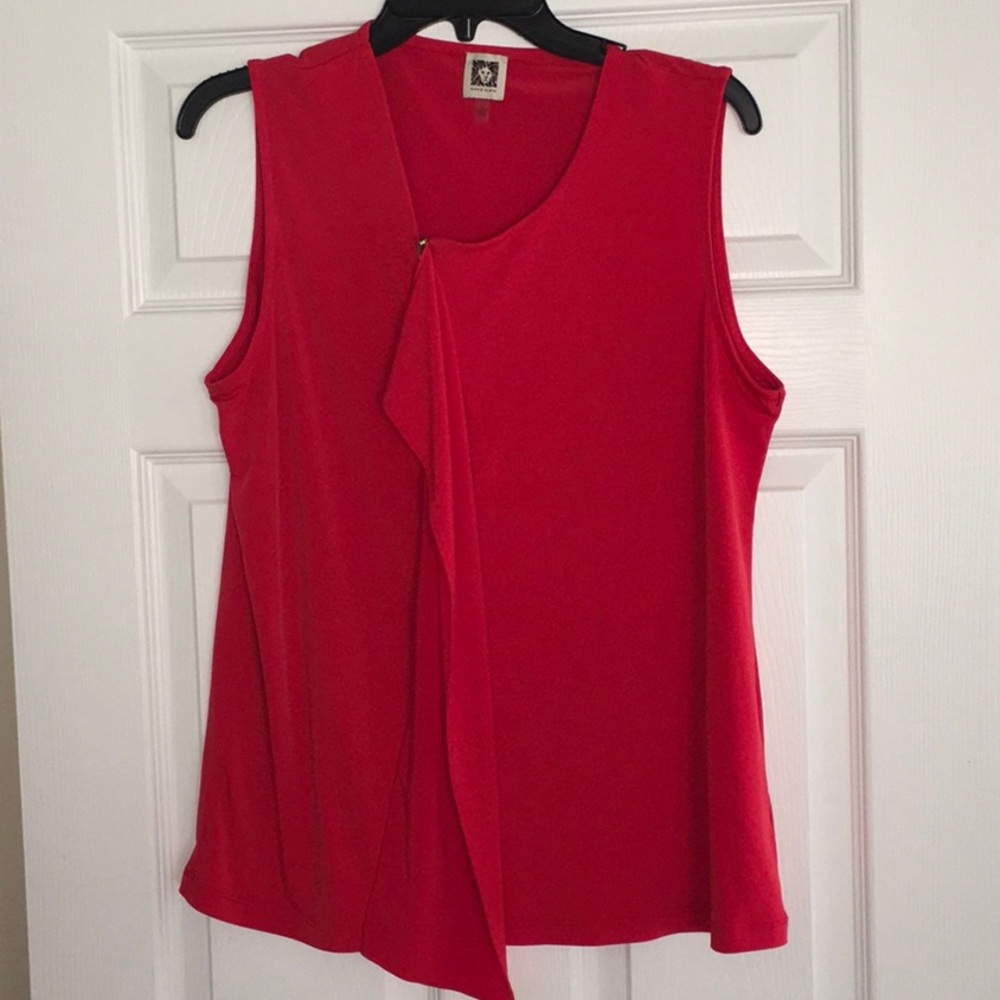 Anne Klein Tank Top with Decorative Zipper Front